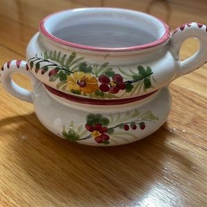 Floral Ceramic Bowl with Handles